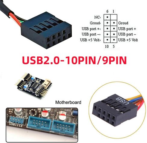Xiwai USB 2.0 9Pin 10Pin Mainboard Header Male to USB 3.1 Front Panel Socket Key-A Type-E Extension Adapter in Saudi Arabia