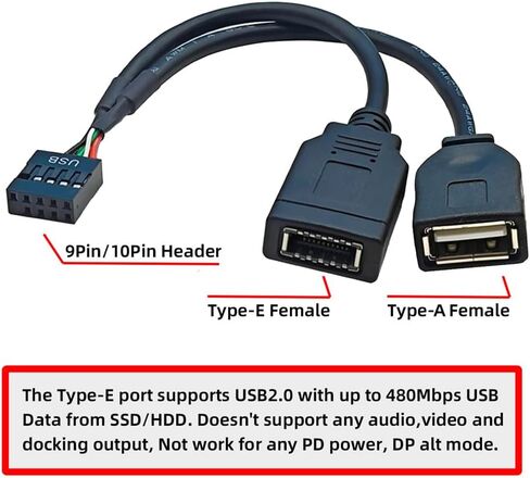 Xiwai USB 2.0 9Pin 10Pin Mainboard Header Male to USB 3.1 Front Panel Socket Key-A Type-E Extension Adapter in Saudi Arabia