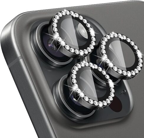 Camera Lens Protector for iPhone 16/iPhone 16 Plus, Bling Glitter Camera Cover, 9H Tempered Glass Individual Metal Ring Camera Protector for iPhone 16/iPhone 16 Plus (Diamond - Silver) in Kuwait