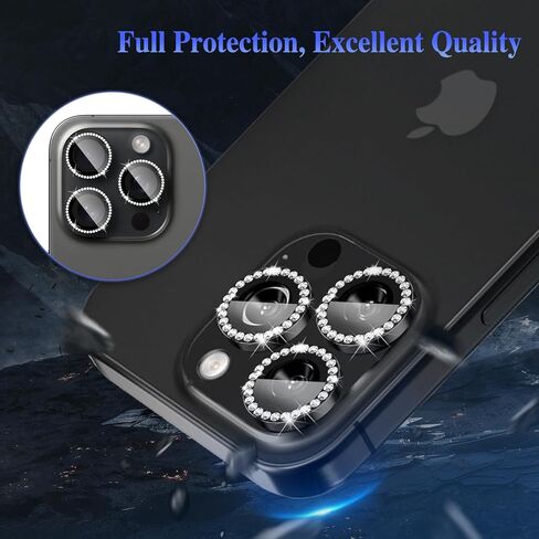 Camera Lens Protector for iPhone 16/iPhone 16 Plus, Bling Glitter Camera Cover, 9H Tempered Glass Individual Metal Ring Camera Protector for iPhone 16/iPhone 16 Plus (Diamond - Silver) in Kuwait
