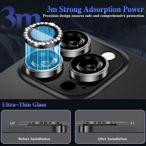 Camera Lens Protector for iPhone 16/iPhone 16 Plus, Bling Glitter Camera Cover, 9H Tempered Glass Individual Metal Ring Camera Protector for iPhone 16/iPhone 16 Plus (Diamond - Silver) in Kuwait