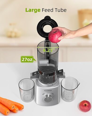 Cold Press Juicer with 8 Juice Bottles - Masticating Juicer Machines for Fruits and Veggies, 4.25" Large Feed Chute, Easy to Clean (Green) in Saudi Arabia