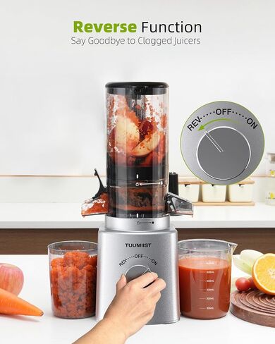 Cold Press Juicer with 8 Juice Bottles - Masticating Juicer Machines for Fruits and Veggies, 4.25" Large Feed Chute, Easy to Clean (Green) in Saudi Arabia