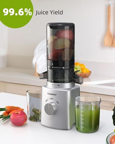 Cold Press Juicer with 8 Juice Bottles - Masticating Juicer Machines for Fruits and Veggies, 4.25" Large Feed Chute, Easy to Clean (Green) in Saudi Arabia