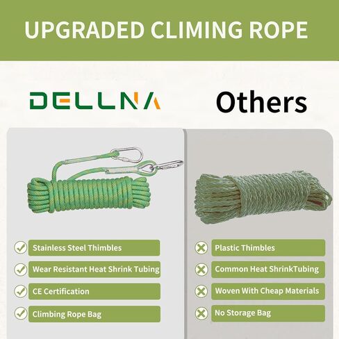 Static Climbing Rope - Heavy Duty Climbing Rope for Rock Climbing, Tree Climbing Gear, Arborist Rope, and Camping Rope - 10m (32ft), 20m (64ft), 30m (96ft) in Kuwait