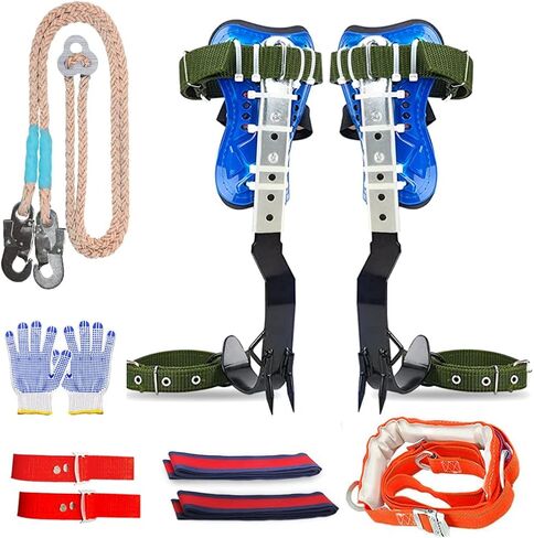 Tree Climbing Spikes Set, 304 Stainless Steel Adjustable Tree Climbing Spike 2 Gears and Non-Slip Pedal, Tree Climbing Spikes Tool for Climbing Trees, Picking Fruit (Leather with Belt) in Kuwait