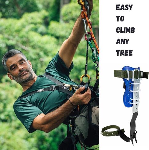 Tree Climbing Spikes Set, 304 Stainless Steel Adjustable Tree Climbing Spike 2 Gears and Non-Slip Pedal, Tree Climbing Spikes Tool for Climbing Trees, Picking Fruit (Leather with Belt) in Kuwait