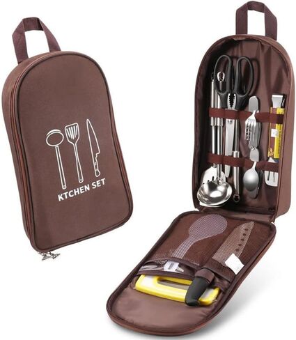 Outdoor Camping Cookware Portable Storage Bag, Suitable for Outdoor Camping, Hiking, Can Store Knives, Forks, Spoons, etc., Bag Only in Saudi Arabia