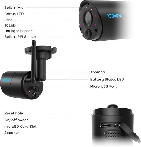REOLINK Argus Eco Ultra، كاميرا شمسية لاسلكية خارجية، كاميرا أمان 4K، واي فاي مزدوج 5G/2.4 جيجا هرتز، طاقة إلى الأبد مع لوحة شمسية، أضواء كاشفة، اكتشاف الذكاء الاصطناعي، تخزين محلي، بدون رسوم شهرية، لا حاجة إلى محور in Kuwait