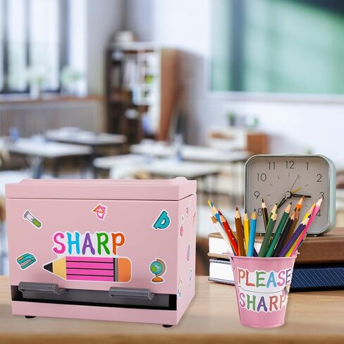 2 Pcs Stainless Steel Pencil Dispenser Pen Holder Back to School Dull Pencil Bucket with 4 sheet Stickers Metal Bucket with Handle for Bulk Pencils Storage in Saudi Arabia