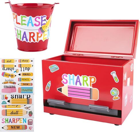 2 Pcs Stainless Steel Pencil Dispenser Pen Holder Back to School Dull Pencil Bucket with 4 sheet Stickers Metal Bucket with Handle for Bulk Pencils Storage in Saudi Arabia