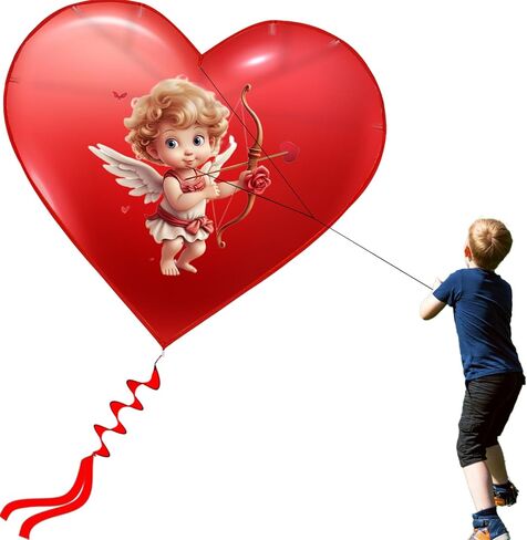 HENGDA KITE Cordate Kite,for Kids and Adults,Easy to Fly,Excellent Fabric and Structure Design,The Pictures are Beautiful in high Definition,Suitable for Beginners(34x29) in Pink Heart in Kuwait