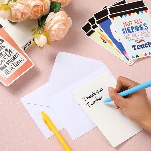 Outus 48 Pack Teacher Thater That You Cards تقدير بطاقات فنجان القهوة المطبوعة مع مظاريف لمساعد مساعد معلمي العمل في العمل ، فورم. in Kuwait