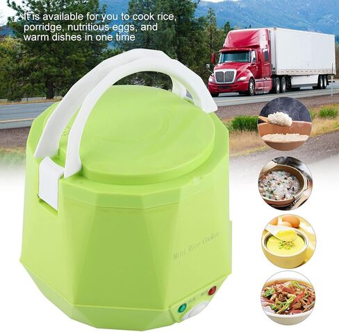 24V 1.6L Multifunctional Electric Rice Cooker, Mini Travel Food Steamer, Portable Meal Heater Food Warmer for Both Home And Trucks To Cook Rice Porridge Nutritious Eggs Warm Dishes (White) in Kuwait