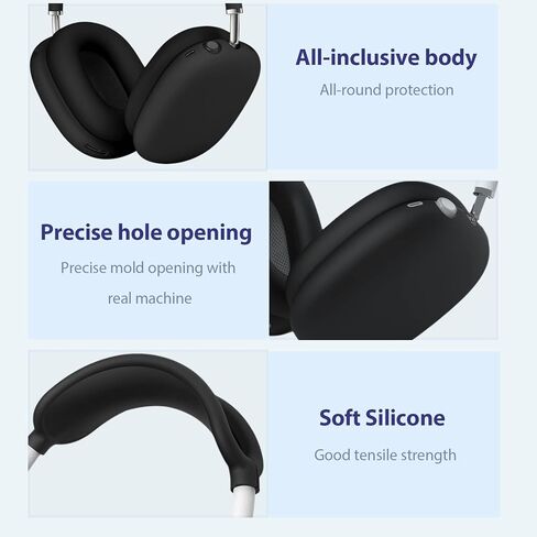 علبة Apple Airpods Max سماعات الرأس ، حقيبة غطاء العلبة الصلبة للسماعات المحمولة ، حقيبة شبكية مع سحاب للشاحن والإكسسوارات (أسود) in Kuwait