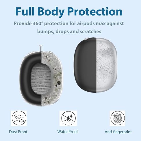 علبة Apple Airpods Max سماعات الرأس ، حقيبة غطاء العلبة الصلبة للسماعات المحمولة ، حقيبة شبكية مع سحاب للشاحن والإكسسوارات (أسود) in Kuwait