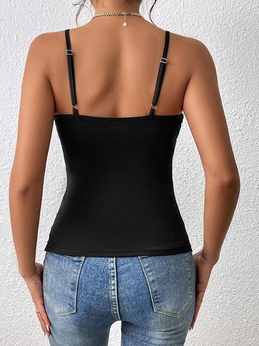 MakeMeChic Women's PU Leather Ruched V Neck Wrap Camisole Slim Fit Solid Casual Summer Shirt Cami Tops in Kuwait
