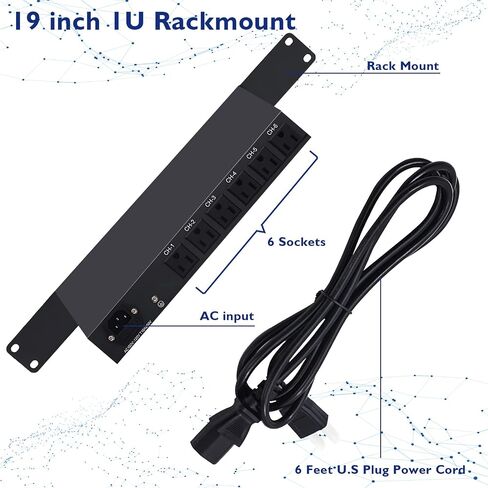 وحدة توزيع طاقة حامي 10-OTERGES ، 120 فولت 15A 3600 JOULES 10KA ، 1U PDU Strick Fenizontal Rack Mount Strip لرفوف خادم الشبكة ، الصوت والفيديو ، W/14AWG 6 أقدام من الحبل in Kuwait