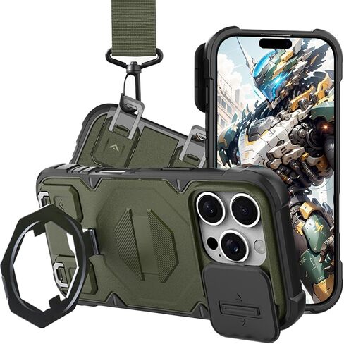 CCSmall for Apple iPhone 16 Pro Case Crossbody Compatible for MagSafe, Military-Grade Protection Adjustable Lanyard Case wiht Kickstand & Slide Camera Cover for iPhone 16 Pro JZ Black in Saudi Arabia