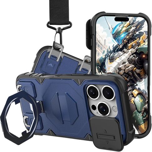 CCSmall for Apple iPhone 16 Pro Case Crossbody Compatible for MagSafe, Military-Grade Protection Adjustable Lanyard Case wiht Kickstand & Slide Camera Cover for iPhone 16 Pro JZ Black in Saudi Arabia