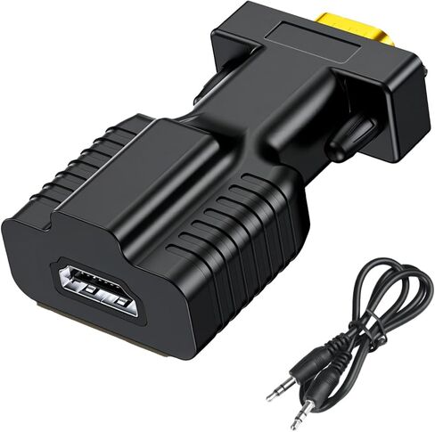 vga to hdmi Adapter for Monitor,vga to hdmi Converter Suitable for laptops, Old Computers, Monitors, Projector; Equipped with 3.5mm aux Jack Audio Cable and Micro USB Cable in Saudi Arabia