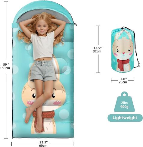 Sleeping Bag for Kids,Portable Camping Sleeping Bags for Boys&Girls with Cute Cartoon Print,Lightweight Waterproof Compact Sleeping Bag for Indoor Outdoor Hiking Travel - Microphone in Saudi Arabia