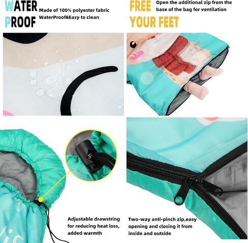 Sleeping Bag for Kids,Portable Camping Sleeping Bags for Boys&Girls with Cute Cartoon Print,Lightweight Waterproof Compact Sleeping Bag for Indoor Outdoor Hiking Travel - Microphone in Saudi Arabia