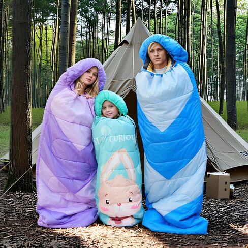 Sleeping Bag for Kids,Portable Camping Sleeping Bags for Boys&Girls with Cute Cartoon Print,Lightweight Waterproof Compact Sleeping Bag for Indoor Outdoor Hiking Travel - Microphone in Saudi Arabia