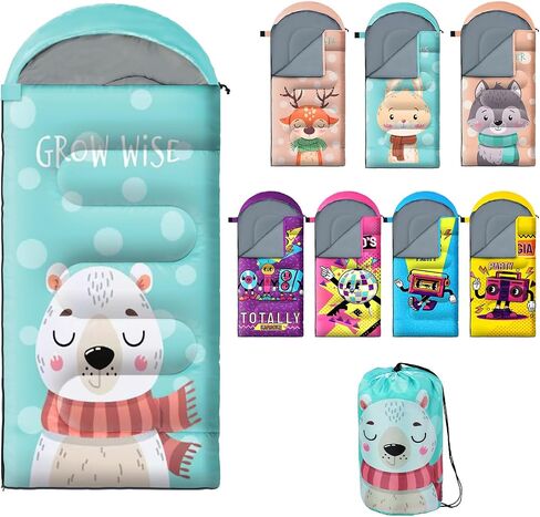 Sleeping Bag for Kids,Portable Camping Sleeping Bags for Boys&Girls with Cute Cartoon Print,Lightweight Waterproof Compact Sleeping Bag for Indoor Outdoor Hiking Travel - Microphone in Saudi Arabia