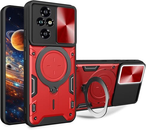 Ysnzaq Armor Case for Honor 200 with Rotatable Kickstand, Military Grade Shockproof Protective Phone Case with Slide Camera Cover for Honor 200 CQ Black in Saudi Arabia