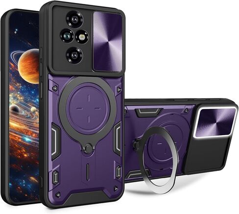 Ysnzaq Armor Case for Honor 200 with Rotatable Kickstand, Military Grade Shockproof Protective Phone Case with Slide Camera Cover for Honor 200 CQ Black in Saudi Arabia