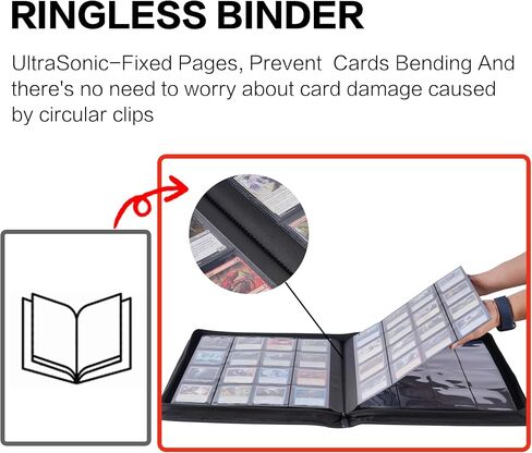 D DACCKIT 3600 Pockets Card Binder，Premium Large 36-Pocke Ringless Trading Card Album - Side Loading UltraSonic-363600 Tech Zip Binder for TCG（Classic Black） in Saudi Arabia