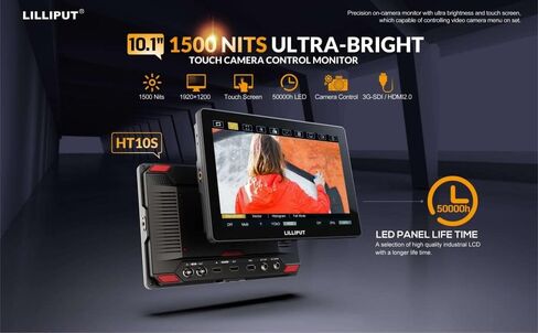 شاشة كاميرا HT5S 5.5 انش من ليليبوت بتقنية اورترا برايت 2000 وحدة مضيئة في البكسل HDMI 2.0 شاشة تعمل باللمس 1920 * 1080 3G-SDI قابلة للقراءة مع كيبل LUT LANC ثلاثي الابعاد مع محول طاقة in Kuwait
