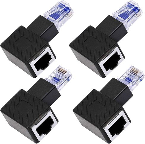 4Pcs Ethernet Adapter 90 Degree RJ45 Male to Female Extension Cat6 LAN Network Connector for Printer Computers Laptops Routers(Up Angle+Down Angle) in Kuwait