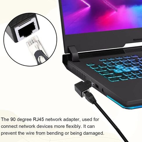 4Pcs Ethernet Adapter 90 Degree RJ45 Male to Female Extension Cat6 LAN Network Connector for Printer Computers Laptops Routers(Up Angle+Down Angle) in Kuwait