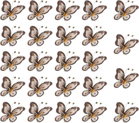 PATIKIL 24Pcs Butterflies for Crafts, 2.2" Mesh Wire Glitter Butterfly Organza Butterflies for DIY Craft Home Decor Clothing Wedding Decoration, Silver in Saudi Arabia
