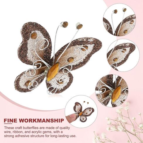 PATIKIL 24Pcs Butterflies for Crafts, 2.2" Mesh Wire Glitter Butterfly Organza Butterflies for DIY Craft Home Decor Clothing Wedding Decoration, Silver in Saudi Arabia