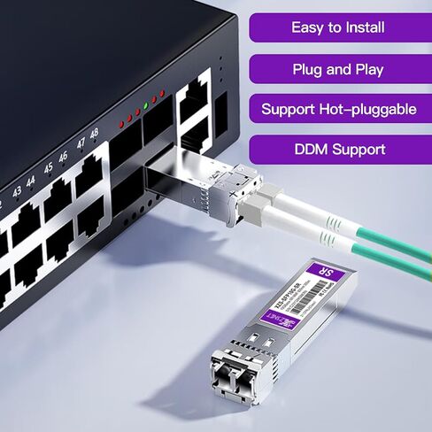 10GBASE-LR SFP+ Transceiver, 10G SFP+ to LC Single Mode Fiber Module Compatible for Cisco SFP-10G-LR, Ubiquiti UniFi UF-SM-10G, Mikrotik S+31DLC10D, Meraki, Netgear, D-Link and More, 1 Pack in Kuwait