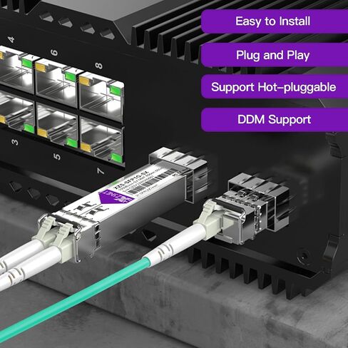 10GBASE-LR SFP+ Transceiver, 10G SFP+ to LC Single Mode Fiber Module Compatible for Cisco SFP-10G-LR, Ubiquiti UniFi UF-SM-10G, Mikrotik S+31DLC10D, Meraki, Netgear, D-Link and More, 1 Pack in Kuwait