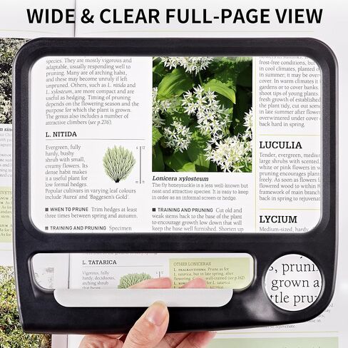 JARLINK 5X 10X Large Magnifying Glass for Reading, Rechargeable Magnifier with 3 Light Modes, 48 Adjustable LED Lights, Lightweight Handheld Magnifier for Seniors & Low Vision Readers, Black in Saudi Arabia