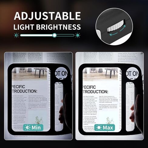 JARLINK 5X 10X Large Magnifying Glass for Reading, Rechargeable Magnifier with 3 Light Modes, 48 Adjustable LED Lights, Lightweight Handheld Magnifier for Seniors & Low Vision Readers, Black in Saudi Arabia