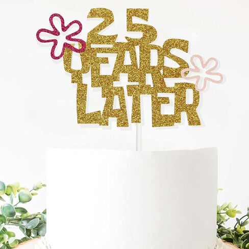 25 Years Later Birthday Cake Topper, 25th Birthday Party Decorations Cartoon Under the Sea Theme for Her or Him (Pink-flower) in Saudi Arabia