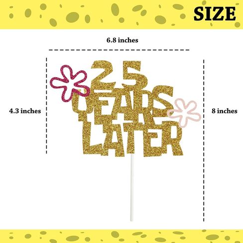 25 Years Later Birthday Cake Topper, 25th Birthday Party Decorations Cartoon Under the Sea Theme for Her or Him (Pink-flower) in Saudi Arabia