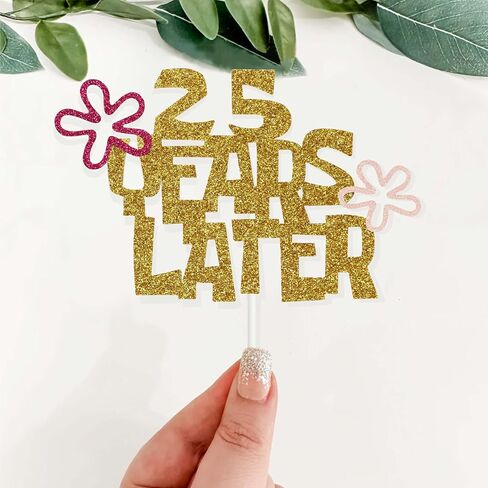 25 Years Later Birthday Cake Topper, 25th Birthday Party Decorations Cartoon Under the Sea Theme for Her or Him (Pink-flower) in Saudi Arabia