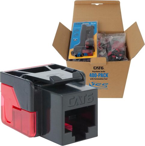 ICC CAT6 Keystone Jack with Inline IDC No Pair Split Wiring (Easier Termination) UL Listed PoE++ TAA Compliant for Wall Plate or Patch Panel, Works with JackEasy Termination Tool, White, 25 Pack in Kuwait