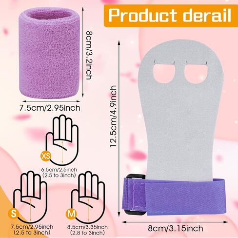 Abeillo 2 Gymnastics Grips Wristbands Sets for Girls Youth Kids, Gymnastic Hand Grips Gymnastic Bar Palm Protection and Wrist Support Sports Accessories for Kids Workout and Exercise in Kuwait