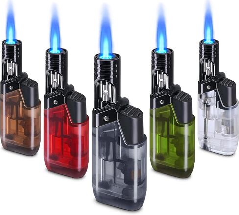 3 Pack Torch Lighter Mini Refillable Butane Lighters Utility Lighter Long Wand Pocket Lighter Windproof Gas Lighter Jet Flame Multi-Purpose for Candle Camping BBQ Grill(No Fuel) Assorted Colors in Kuwait