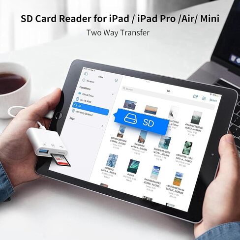 SD Card Reader for iPhone, SD & Micro SD Dual Slots Memory Card Reader for iPad, Plug and Play Trail Game Camera SD Card Viewer, Digital Camera SD Card Adapter, No App Required in Saudi Arabia