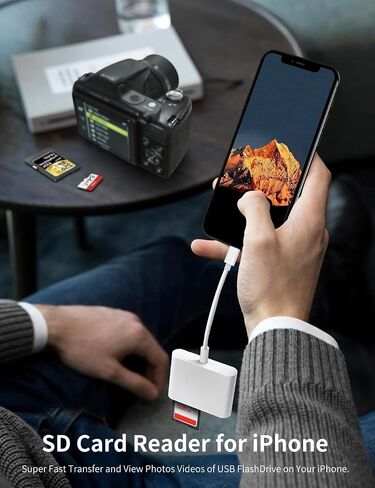 SD Card Reader for iPhone, SD & Micro SD Dual Slots Memory Card Reader for iPad, Plug and Play Trail Game Camera SD Card Viewer, Digital Camera SD Card Adapter, No App Required in Saudi Arabia