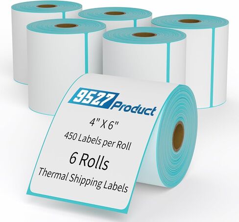 9527 Product 4" x 6" Direct Thermal Shipping Labels for Zebra 2844 ZP-450 ZP-500 ZP-505 Thermal Printers,Blank Direct Thermal Labels 6 Rolls 2700 Labels, 450 Labels/Roll 1" Core in Saudi Arabia